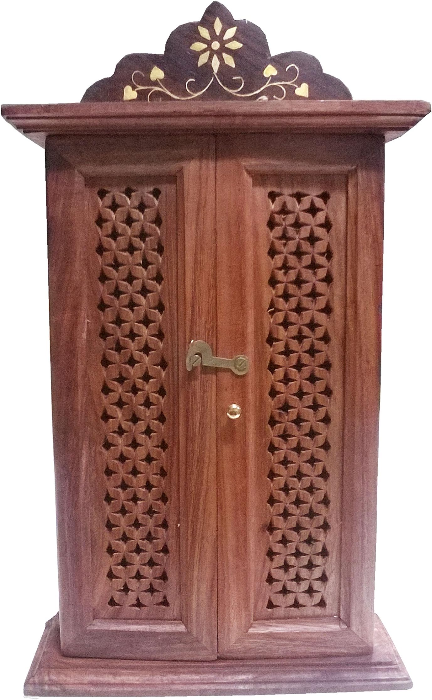 Stylla London Wooden Wall-Mounted Key Holder Box - Rustic Sheesham Key Organizer with 6 Hooks for Entryway - Vintage Decorative Key Storage Box - Handmade Key Hanger
