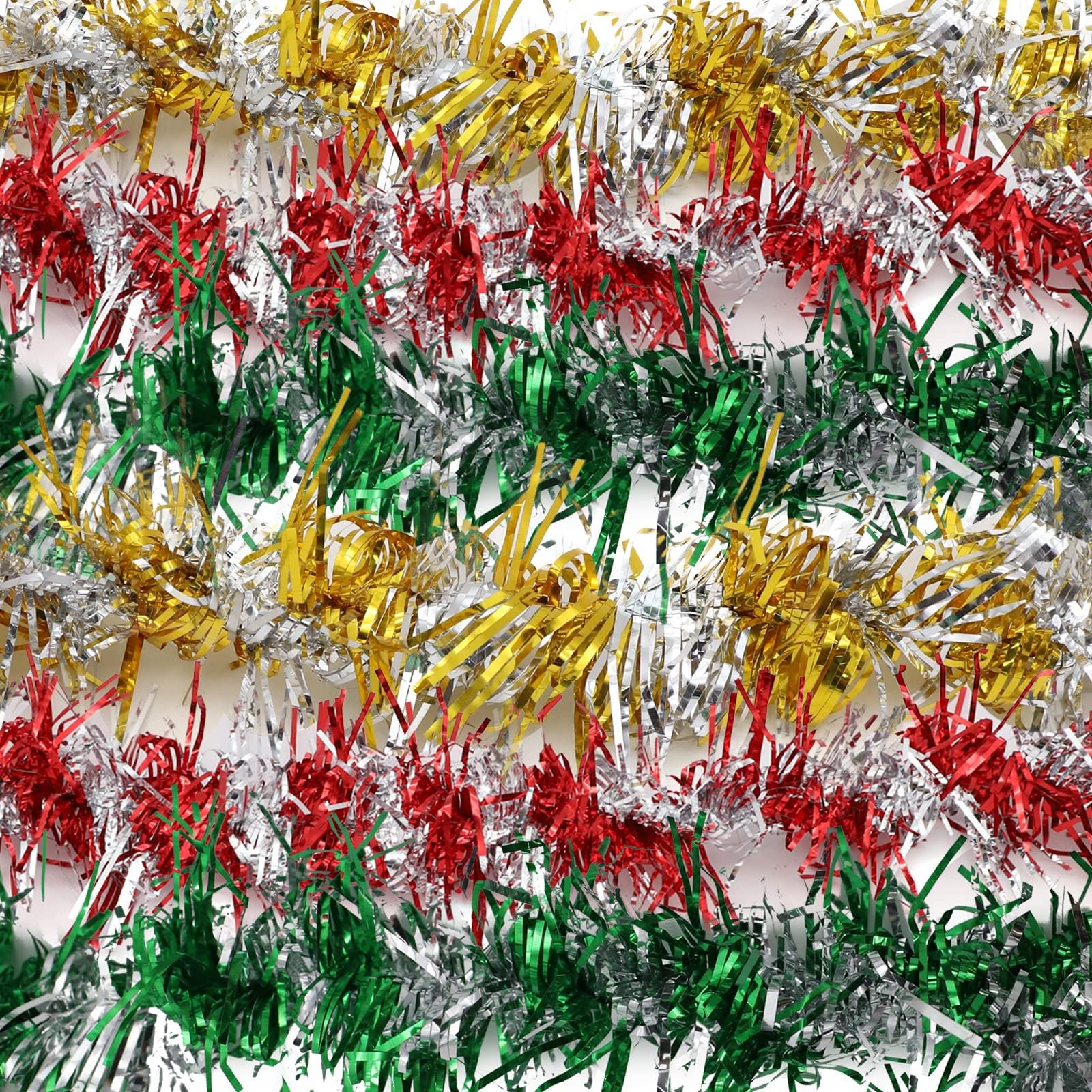 6 Pcs Christmas Tinsel Garlands,2m Totally | Glittery Tinsel Garland for Christmas Tree Decorations, Metallic Hanging Garland Streamers for Xmas Home Decor New Year Wedding Party Supplies Ornaments