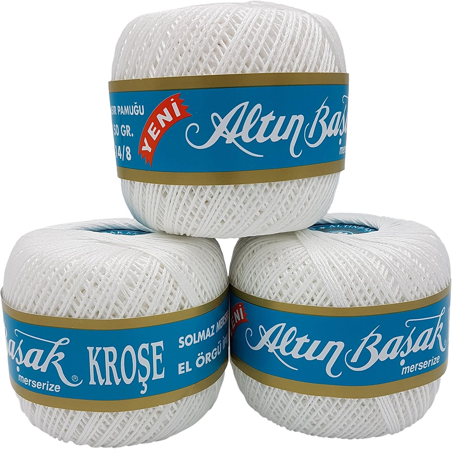 3 x 50 g White (100 Cotton Mercerised Crochet Yarn 150 Grams Net Yarn