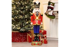 LUXENHÖME LuxenHome 3Ft Christmas Nutcracker Soldier in Red with Lights, Traditional Figure Ornament for Xmas Holiday Decor, Indoor or Outdoor Statue (36'' Tall)