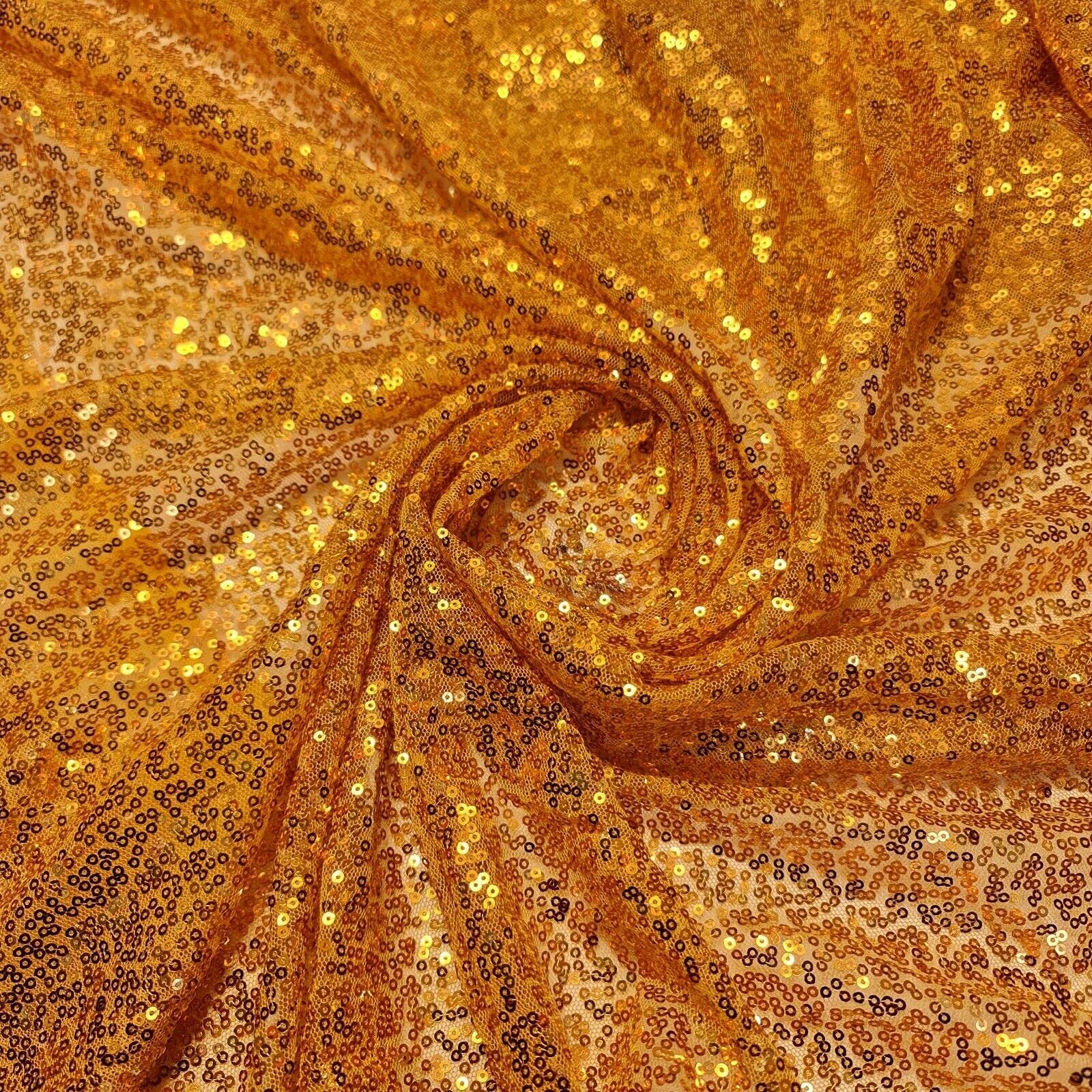 Sparkly Sequin Shiny Bling Decorations Dress Craft Fabric Material 58'' Net with - 130cm Wide Sold As 1 Meter Pre - Cut Lengths (Available in 21 Colours) (Mustard Gold) (KLO74)
