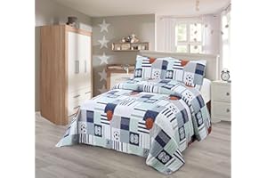 ELEGANT HOME GOODS Elegant Home Multicolor Sports Soccer Balls Basketball Design Fun Printed Bedspread Bedding Set Perfect for Boys Kids Teens Toddlers # Aqua Sports (Full/Queen)