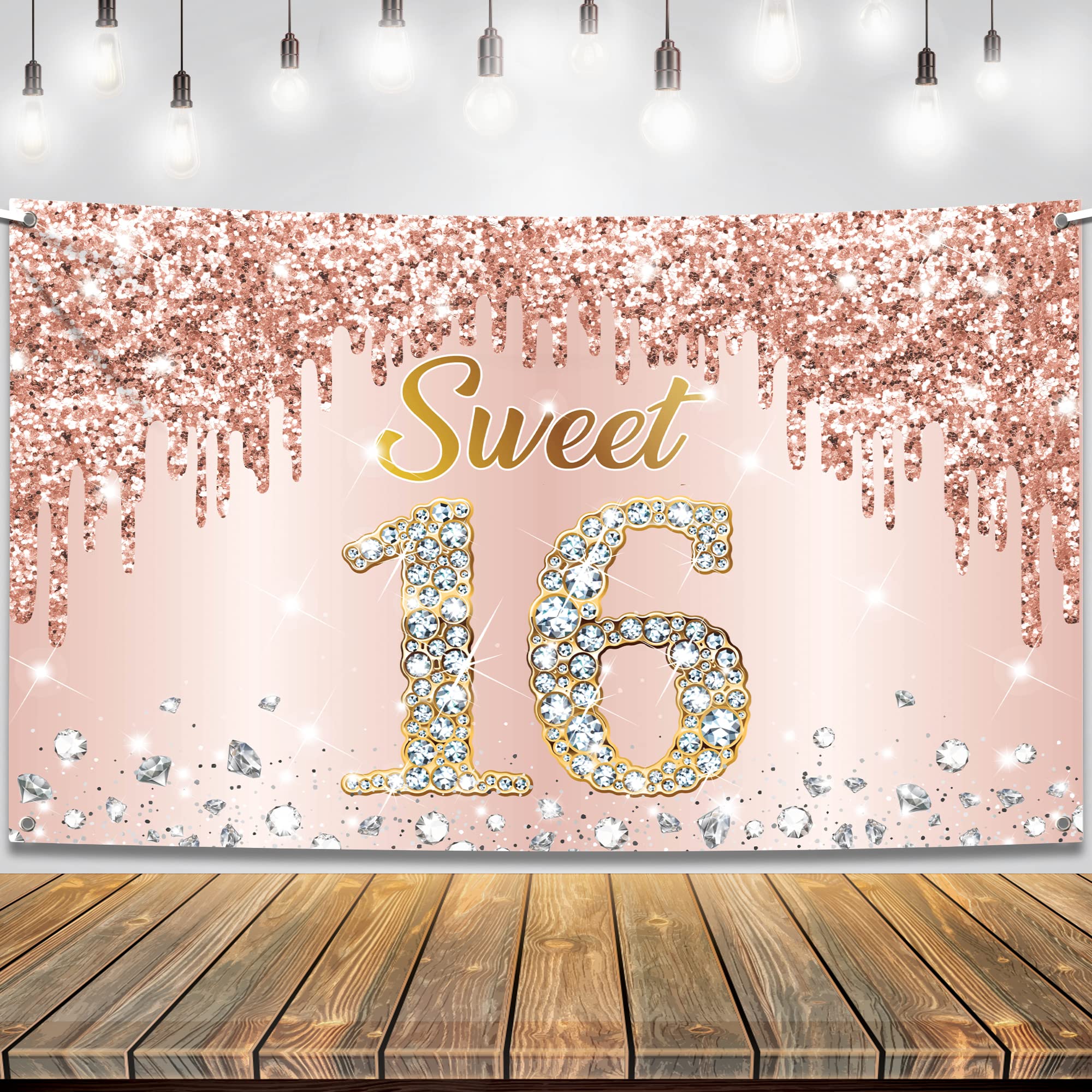 Photo 1 of KatchOn, XtraLarge Sweet 16 Banner Rose Gold - 72x44 Inch | Sweet 16 Party Decorations | Sweet 16 Backdrop for 16th Birthday Decorations for Girls | Sweet 16 Birthday Decorations