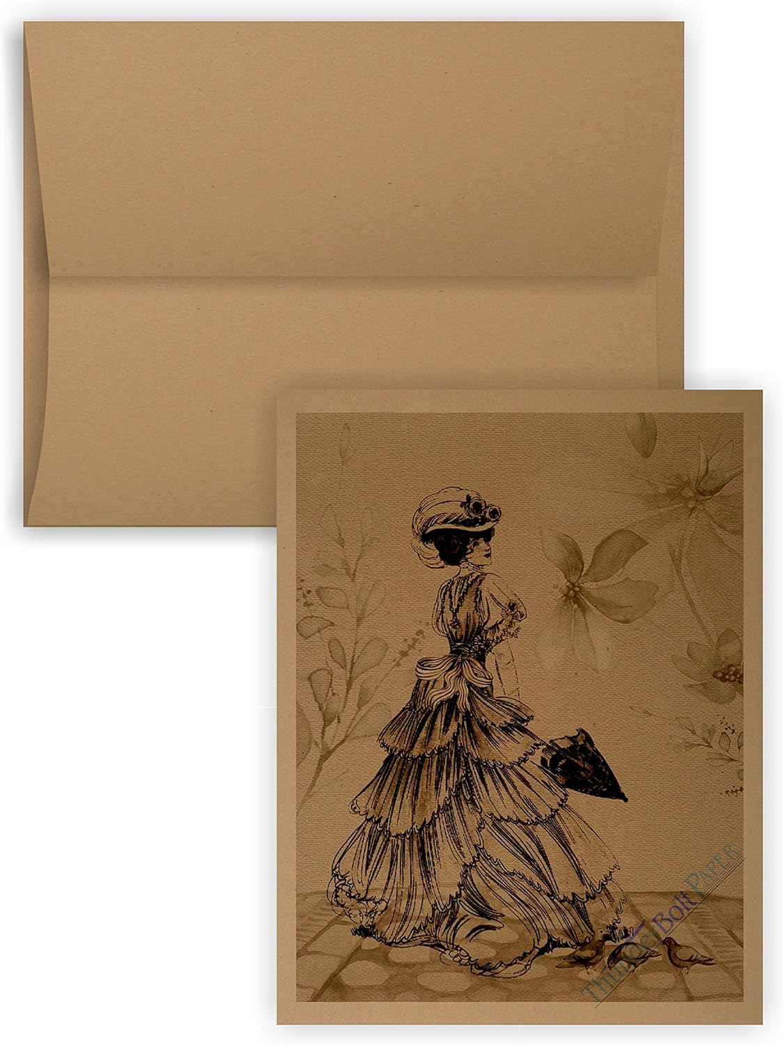5X7 Cut Size Cards with A-7 Envelopes - Brown Kraft Fiber - 50 Sets - Matching Pack - Invitations, Greeting, Thank Yous, Notes, Holidays, Weddings, Birthdays, Announcements - 80# Cardstock : Office Products