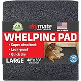 Drymate Whelping Box Liner Mat, Machine Washable, Super Absorbent, Waterproof, Quick Dry, Slip-Resistant, Reusable Dog Puppy Pee Pads for Training, Housebreaking, Incontinence, Crate (USA Made)(48x50)
