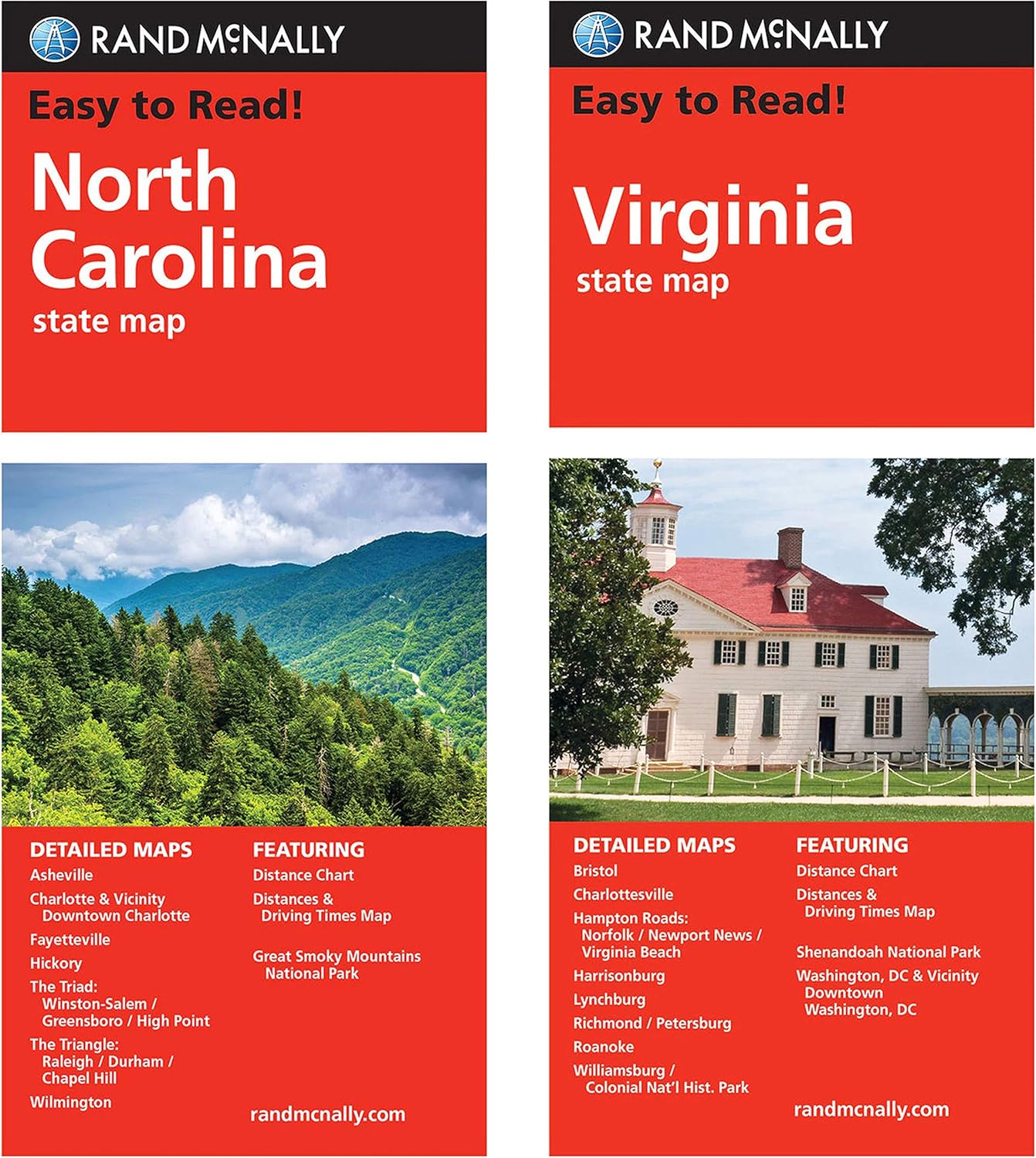 Amazon Com Rand Mcnally State Maps North Carolina And Virginia 2 Maps Office Products