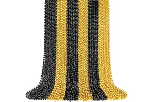 SHAOQINLIN 50 PCS Gold Black New Year Necklaces, 33'' New Year Eve Necklaces Round Happy New Year Necklace Accessories, 2026 New Year Party Beads for New Year's Day, Halloween, Christmas, Carnival Party Favors