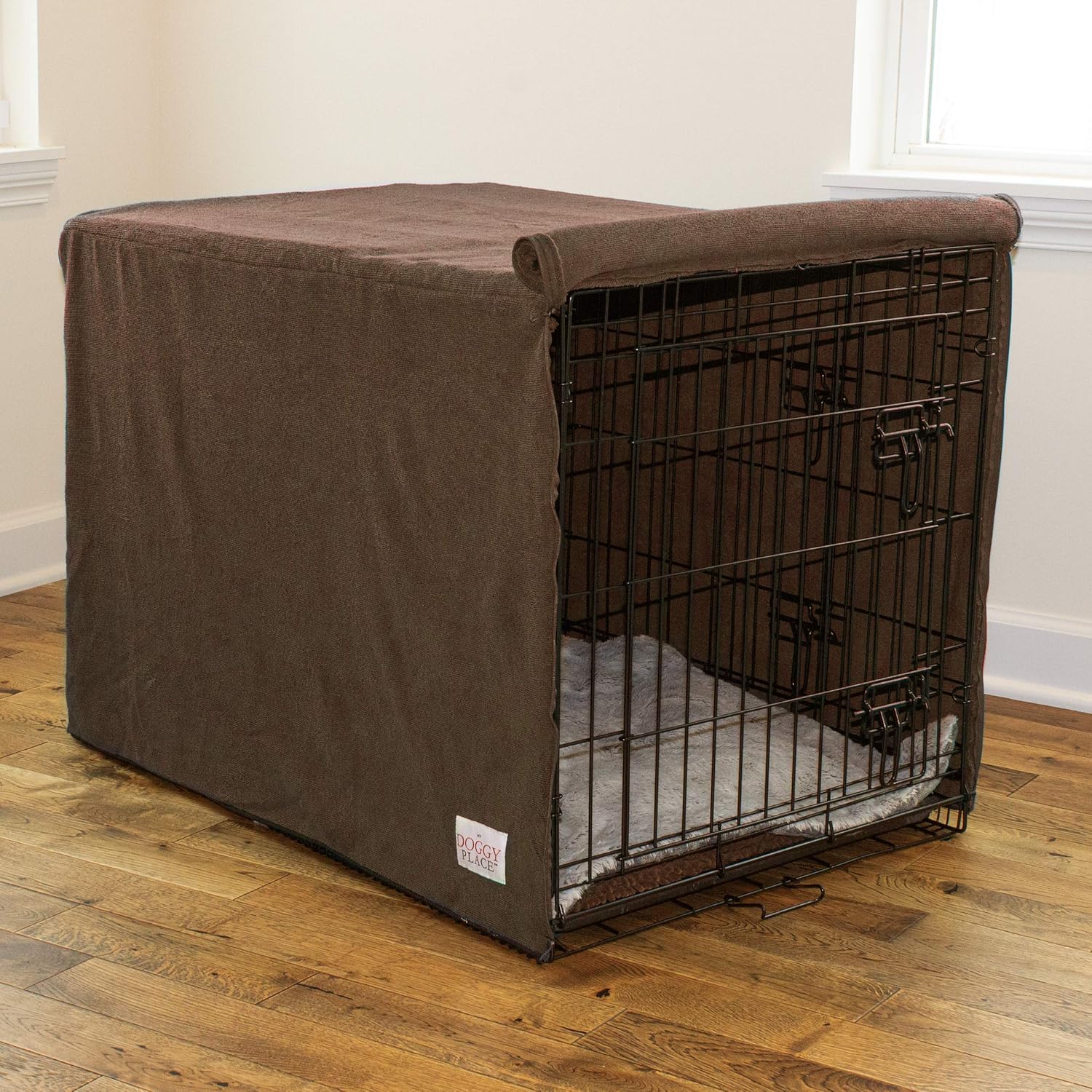 Brown and Charcoal Washable Kennel Protector Privacy Shield My Doggy