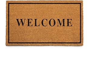 PLUS Haven Coco Coir Door Mat with Heavy Duty Backing, Welcome Doormat, 17.5”x30” Size, Easy to Clean Entry Mat, Beautiful Color and Sizing for Outdoor and Indoor uses, Home Décor