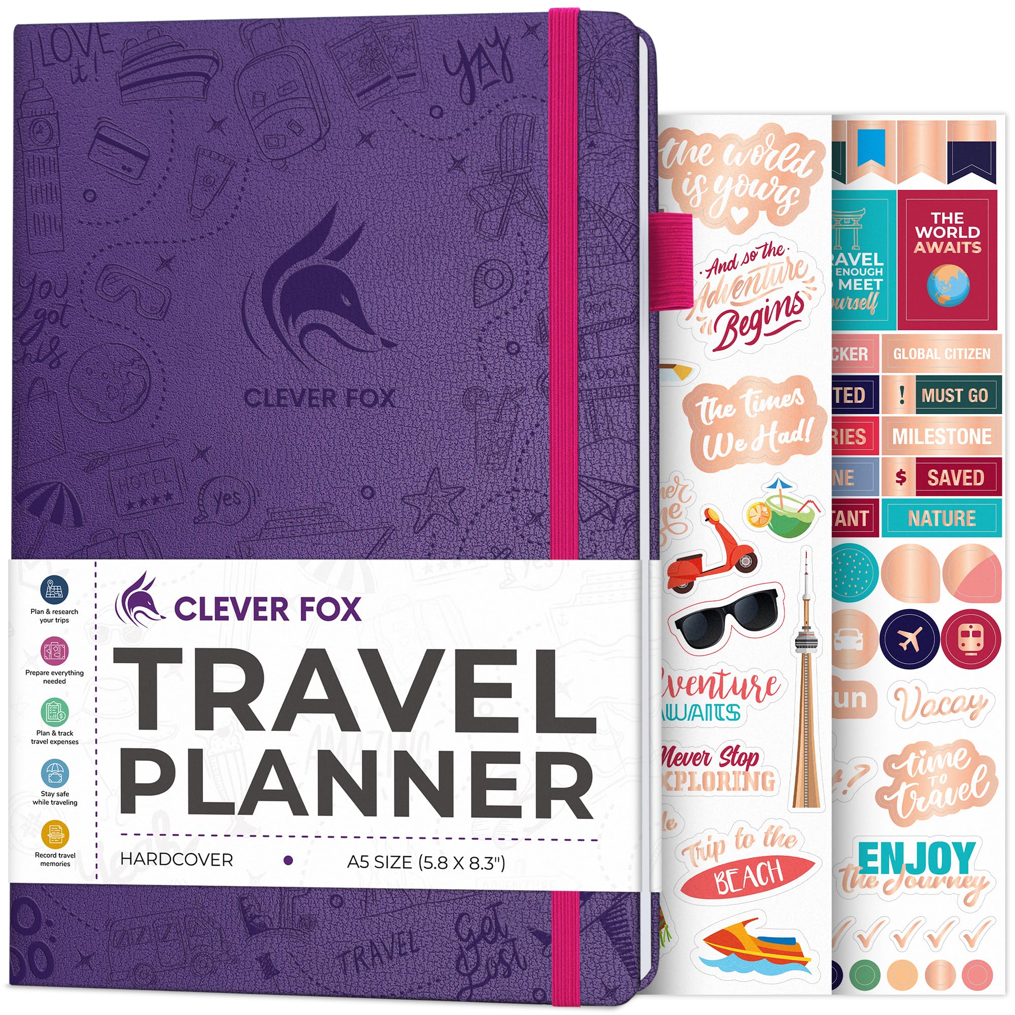 Clever Fox Travel Journal – Vacation Planner with Budget Plan, Packing List, Expense Tracker & Trip Journal – Travelling Itinerary Organizer for Women, Men & Couples – A5 Size, Purple — image 1