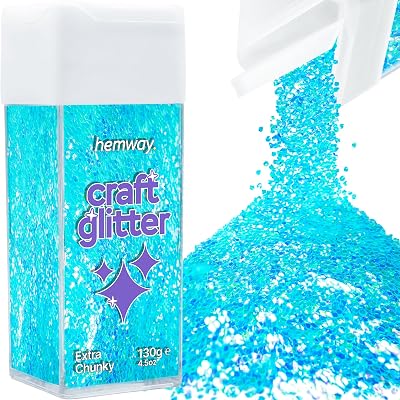 Hemway Glitter Shaker Baby Blue Iridescent 130g Extra Chunky for Crafts