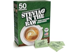 Stevia In The Raw, Plant Based Zero Calorie Sweetener, Sugar Substitute, Sugar-Free Sweetener For Coffee, Hot & Cold Drinks, Suitable For Diabetics, Vegan, Gluten-Free, 50 Count Packets (Pack of 1)