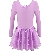 DANSHOW Girls Glitter Leotards for Ballet Dance Dress with Tutu Skirt Petal Sleeve
