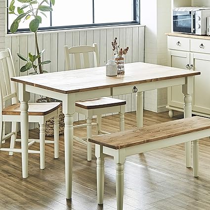 Amazon Co Jp フレンチカントリー家具 白 ダイニングテーブル 幅135 組み立て 手作り ナチュラル 北欧カントリー風 カントリー調 Td 1701lwh ホーム キッチン