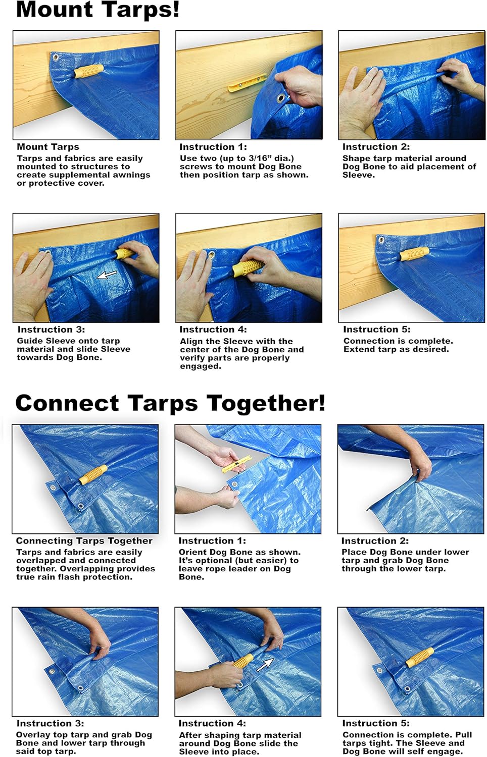 EZ Grabbit Tarp Tie Down (12-Pack) (Black) - Welcome to A New Standard! - Tarp Clip Clamp Holder Tie-Off Cinch Fastener Wall Tent Boat Pool Cover Canopy Hay Cargo Camping Storage Canvas - - 