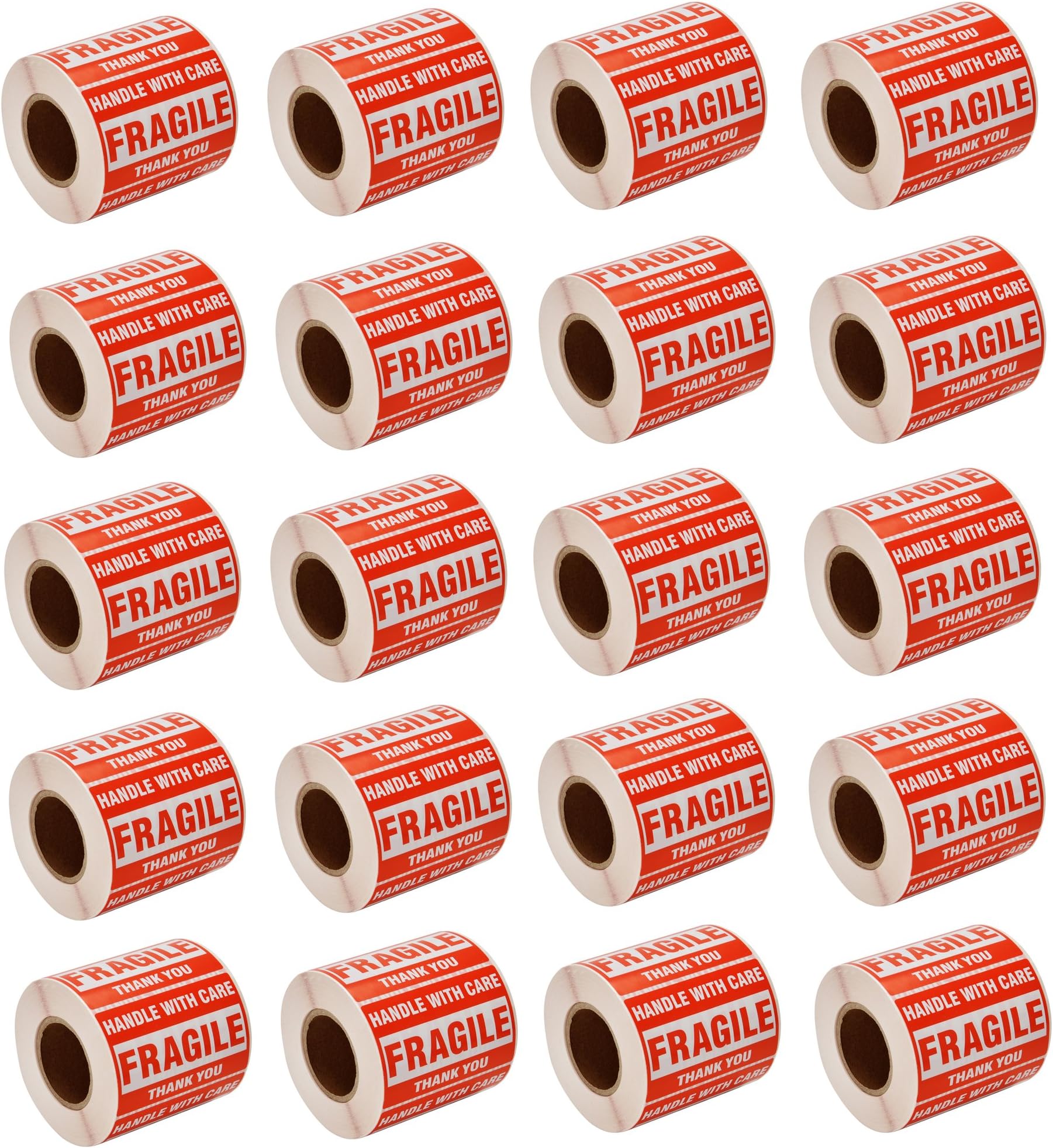 SJPACK 10000 Fragile Stickers 20 Rolls 2 x 3 Fragile - Handle with Care - Thank You Shipping Labels Stickers (500 Labels/Roll)
