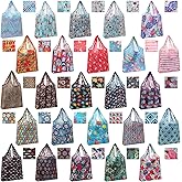 Shappy 25 Pack Reusable Shopping Bags - Floral Grocery Bags - Foldable Tote Bags - Machine Washable - Waterproof - Lightweight