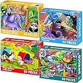 Quokka 60 Piece Kids Puzzles Ages 5-8 - Set of 4 Jigsaw Puzzles for Kids 4-6-10 Year Old - Vert Zoo - Eden Toys for Children 