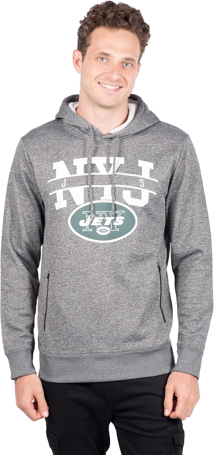 Ultra Game NFL Men's Fleece Hoodie Pullover Sweatshirt With Zipper Pockets