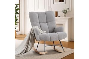 Joysoul Teddy Nursery Rocking Chair - Plush Velvet Upholstery, Sturdy Frame & High Backrest Armchair for Nursery, Bedroom, Living Room, Adults & Kids
