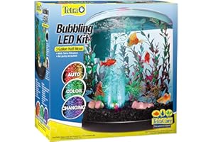Tetra Bubbling LED Aquarium Kit 3 Gallons, Half-Moon Fish Tank With Color-Changing Light Disc