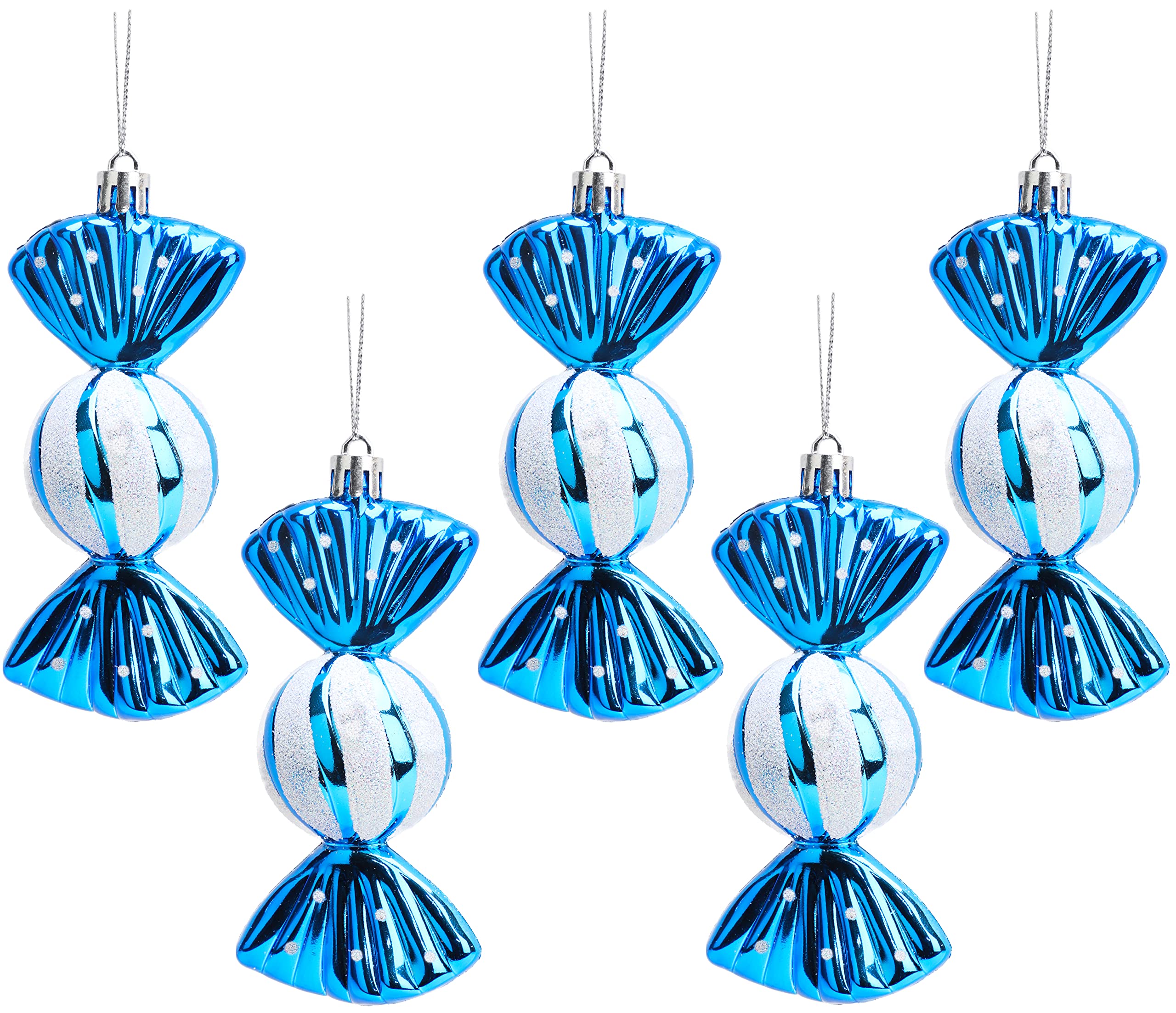Christmas Concepts® Pack of 5-110mm Large Sweet Shaped Baubles - Shiny & Glitter Decorated - Christmas Baubles (Royal Blue)