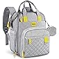 Diaper Bag Backpack for Baby - Multifunction Large Waterproof MILYFER Baby Bag for Boy and Girl, with Changing Pad, Grey