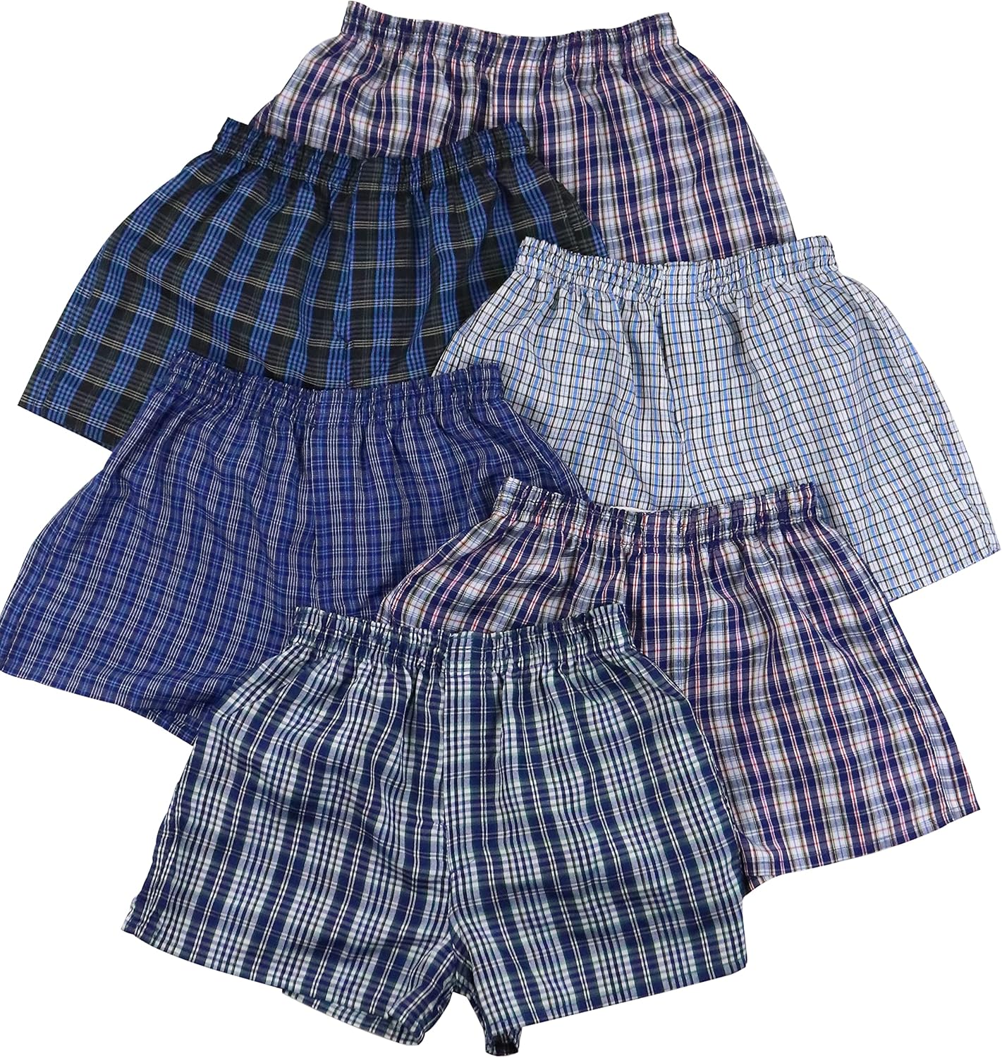 ToBeInStyle Boys' Pack of 6 Tartan Patterned Boxer Shorts: Clothing