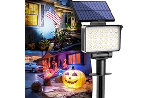 AUDERWIN Solar Spot Lights Outdoor Waterproof 2 Pack for Flag, Tree, House, Garden, Yard, Landscape Spotlights for Accent Uplighting Halloween Christmas Decorations
