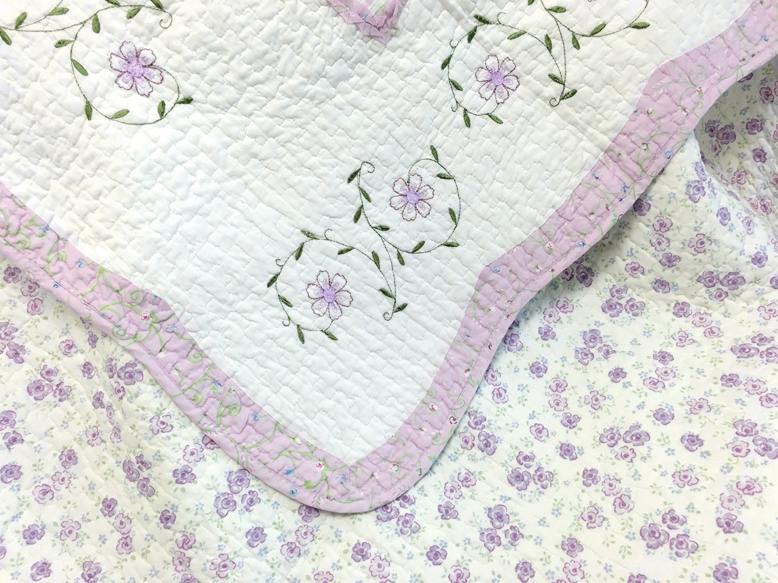 Cozy Line Home Fashions Love of Lilac Bedding Quilt Set, Light Purple