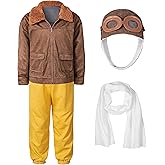 Pilot Aviator Costume Kids Coat Pants Hat Scarf Girl Boy Party Cosplay 3-11 Years