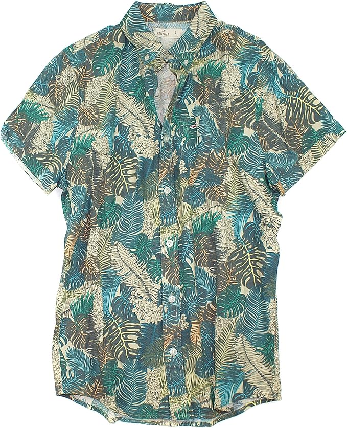 Hollister Men's Short Sleeve Button Down Printed Shirt HOM