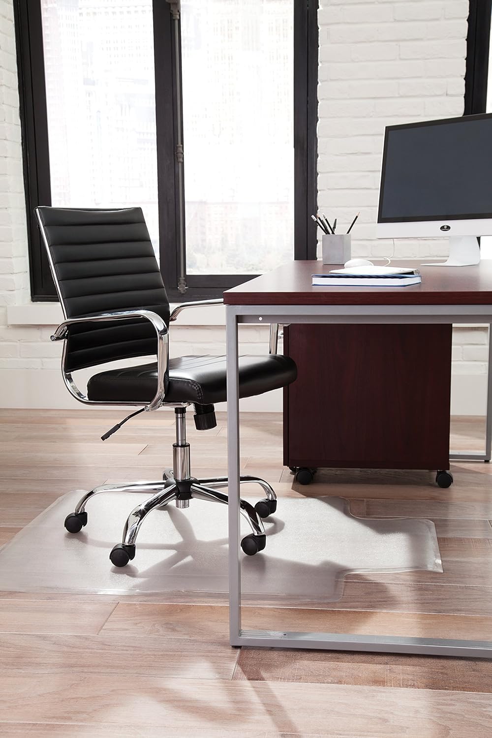 OFM ESS Collection Chair Mat with Lip for Hard Surface, 36" x 48", Clear: Furniture & Decor