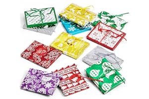 JOYIN 12PCS Gift Card Boxes Holder Unique for Christmas, Christmas Fancy Foil Gift Card Boxes with Ribbon, Decorative Wrapped Envelopes, 12 Design Holiday Xmas Party Present Decor