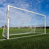 QuickPlay Match60 Folding Aluminum Soccer Goal - Youth to Full-Size | 60mm aluminum frame, 3mm braided net, Folds flat, freestanding, Twist-lock net clips, Steel side supports, Match &amp; club play