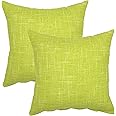 YOUR SMILE Solid Color Decorative Cotton Linen Throw Pillow Case Cushion Cover Pillowcase for Couch Sofa Bed,18 x 18 Inches (Green,Set of 2)