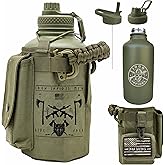 Iron Infidel Battle Bottle - Half Gallon Insulated Water Bottle with Paracord Handle, Large 64 oz Stainless Steel Water Jug with Rugged, Removable Sleeve for Keys, Wallet, & Phone (Live Free 2 Liter)