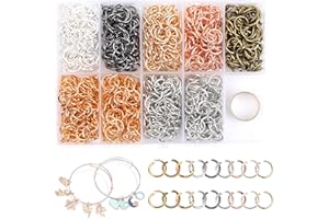 GMMA 10 mm Jump Rings for Jewelry Making 7 Colors 1000 Pcs Stainless Steel Jump Rings with Open/Close Tools for Necklace Bracelet Repair Keychains Jewelry Making Supplies(10mm/0.39")
