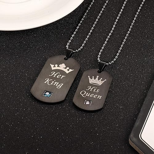 YADOCA 4Pcs Couple Necklace Bracelets Matching Set for Women Men