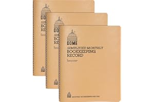 DOMESKIN Dome 612BD Bookkeeping Record Books,Monthly,Undated,9-Inch x11-Inch,3/BD,Beige