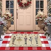 FuWeave 2 Pcs Christmas Doormats with Outdoor Nutcracker Rug Door Mat Combo Set 100% Coir Nutcracker Ballet Welcome Mat and 2
