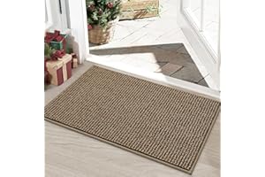 BEQHAUSE Dirt Trapper Door Mat 20" x 32", Non-Slip Washable Doormats Entrance Mat, Dirt Resistant and Absorbent Welcome Mat, Low Profile Floor Mats for Front Back Door and Entryway, Beige