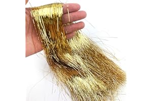 Heyiwell 2000 Strands Iridescent Tinsel Icicles for Christmas Tree, Xmas,Birthday Party Wedding Decorations 18" Inch,Gold