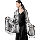 Achillea Reversible Paisley Pashmina Rave Scarf – Exotic Indian Shawls and Wraps for Evening Dresses, Festivals, All Seasons