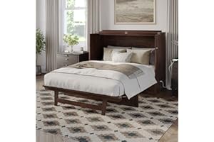 AFI, Northfield Murphy Bed Chest Full with 6" Mattress, Storage Drawer & Built-in USB Charger, Burnt Amber