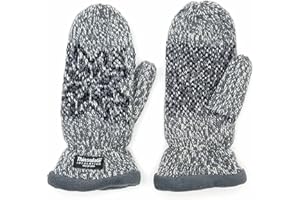 BRUCERIVER Women Snowflake Knit Mittens with Warm Thinsulate Fleece Lining