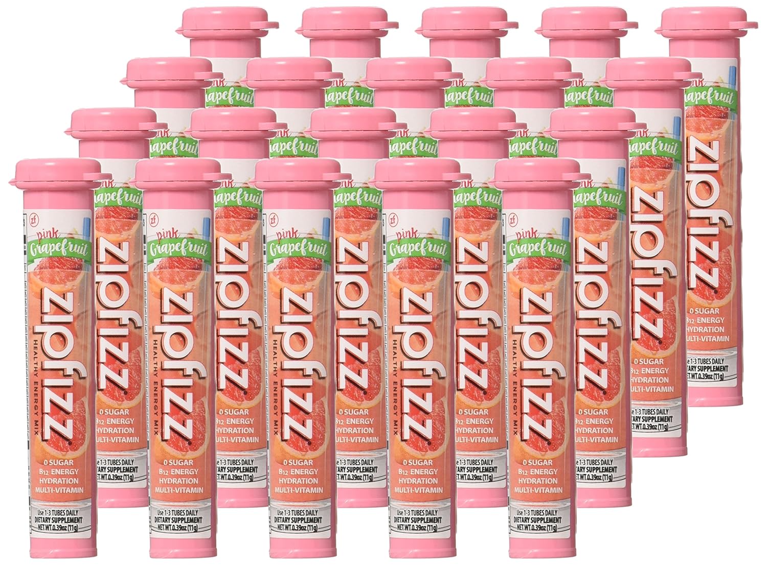 Zipfizz Healthy Energy Drink Mix, Hydration with B12 and Multi Vitamins, Pink Grapefruit, 20 Count : Grocery & Gourmet Food