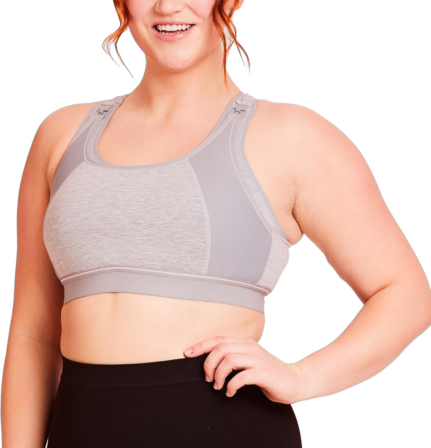 Wireless Nursing Sports Bra High Impact Support Nursing Bra by La Leche League - Grey/Pink, 3X at  Women’s Clothing store: Nursing Bras
