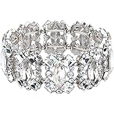 EVER FAITH Women's Crystal Vintage Style Elegant Bridal Elastic Stretch Bracelet