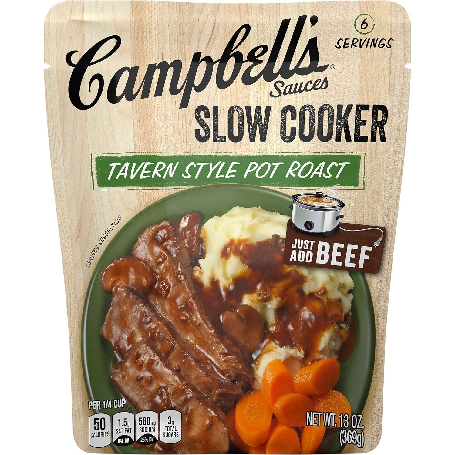 Campbell's Slow Cooker Sauces Tavern Style Pot Roast, 13 oz. Pouch (Pack of 6) - SET OF 10